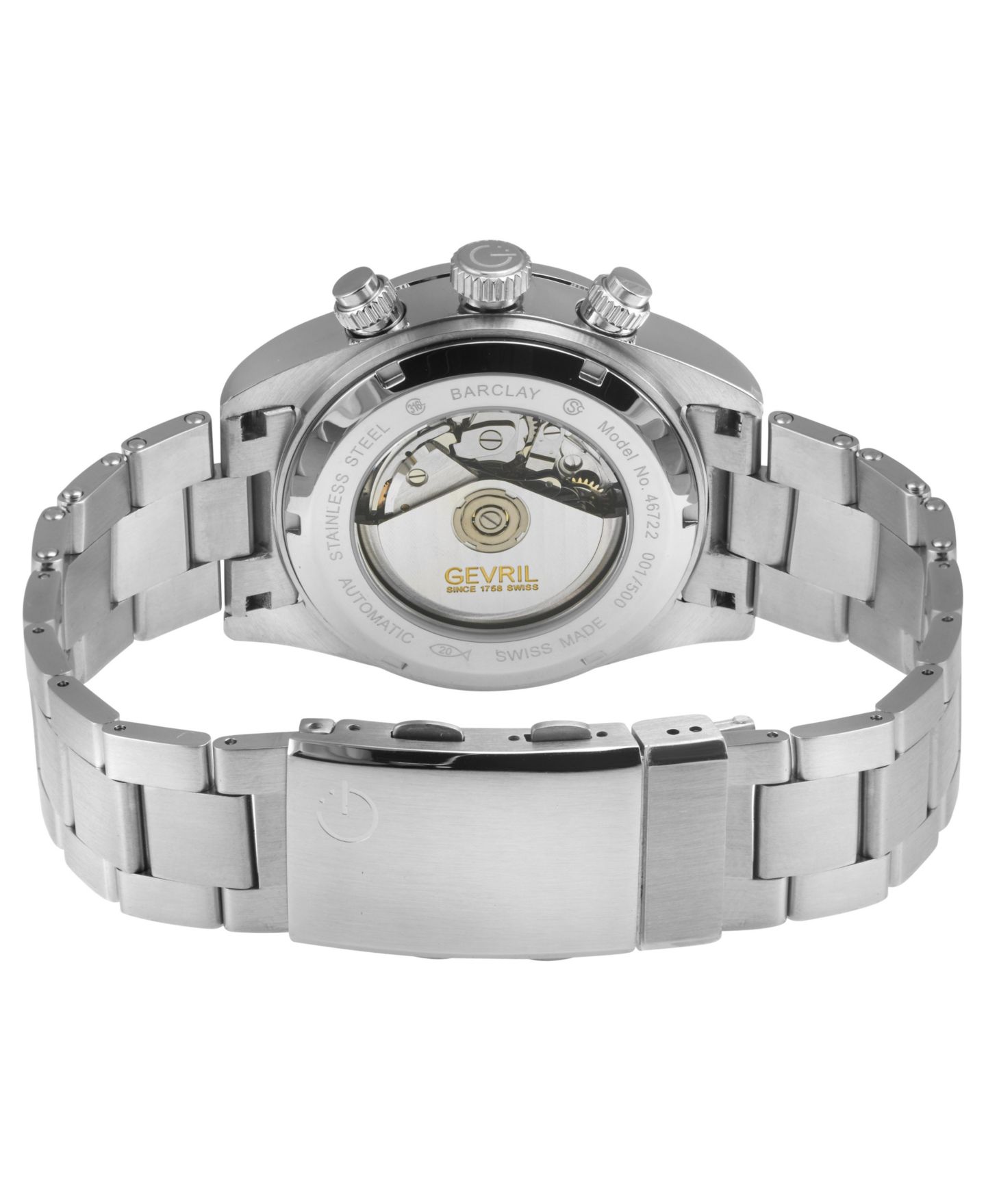 Мужские часы Gevril Swiss Automatic Barclay Silver Stainless Steel Bracelet Watch, 42mm, цвет: Серебряный — фото 2