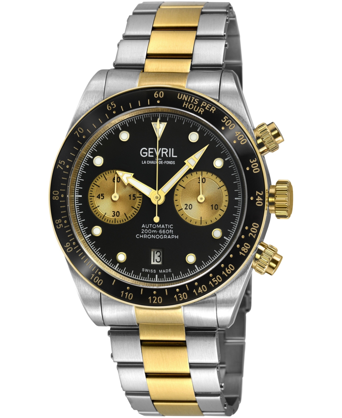Gevril Men's Swiss Automatic Barclay Two-Tone Stainless Steel Bracelet Watch, 42 mm