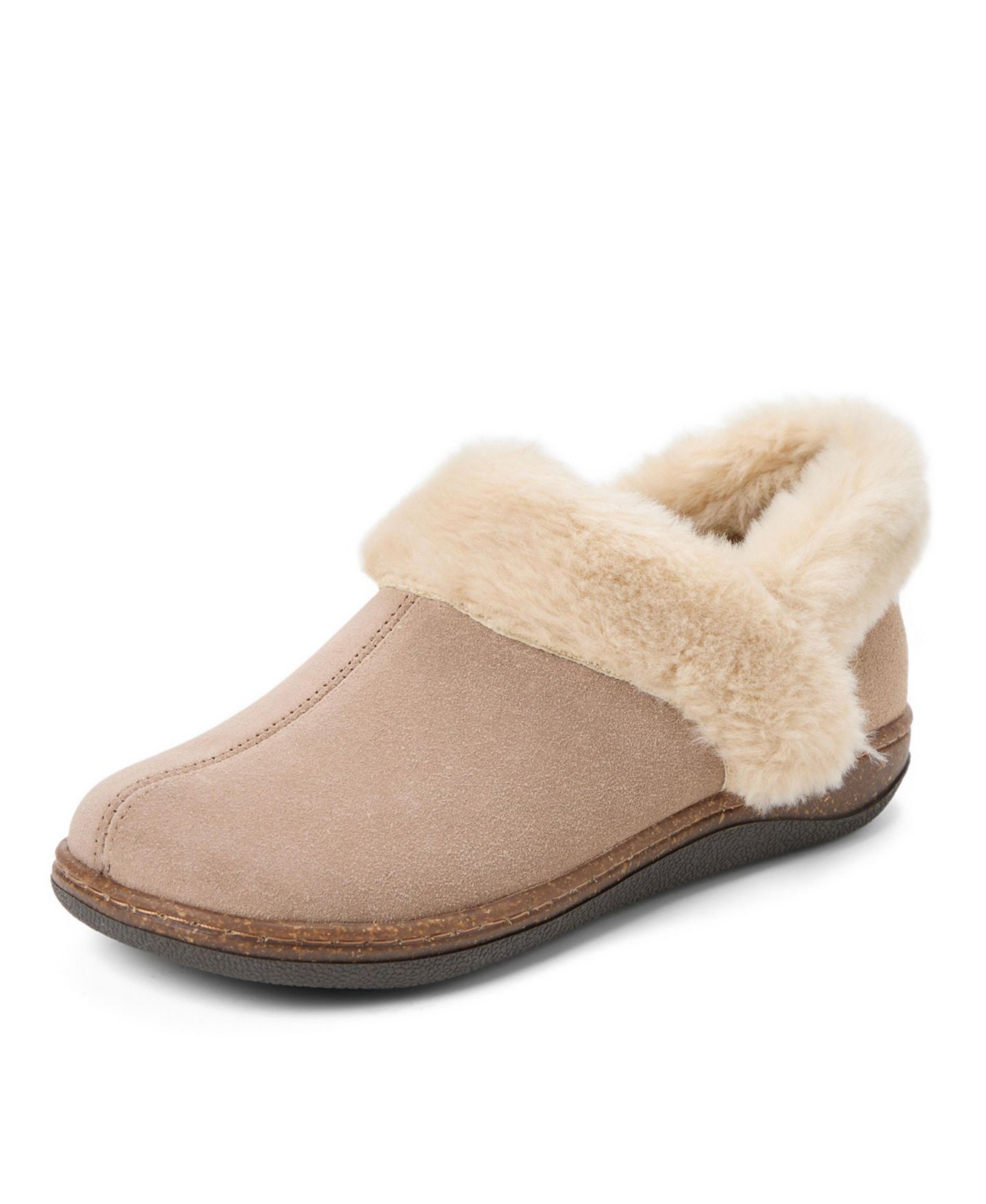 Женские тапочки Clarks Suede Ankle Boot Faux Fur Trim Slippers, цвет: Серо-коричневый — фото 8