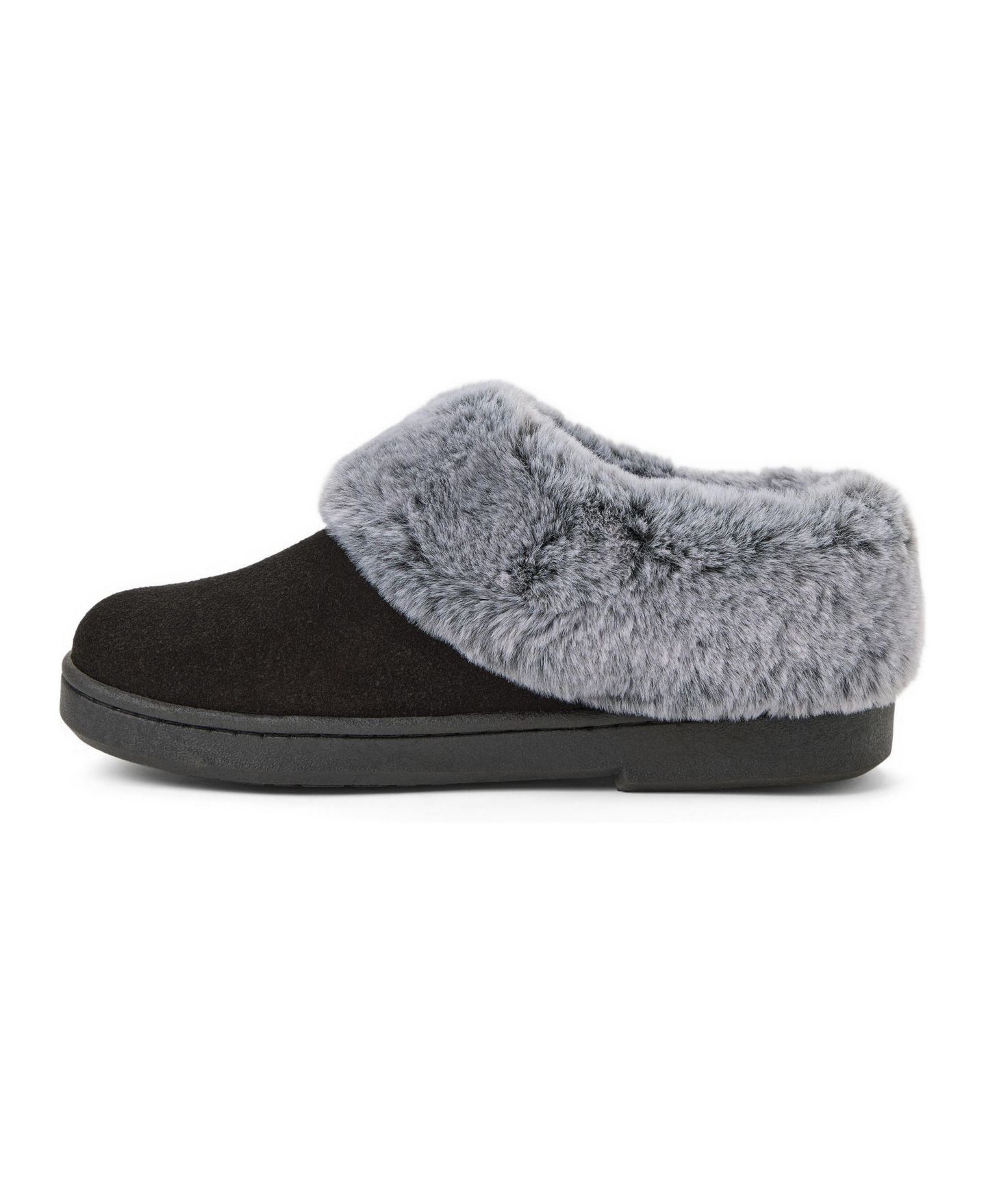 Женские сабо Clarks Suede Clog With Tipped Faux Fur Cuff and Button Detail Slippers, цвет: Чёрный — фото 2