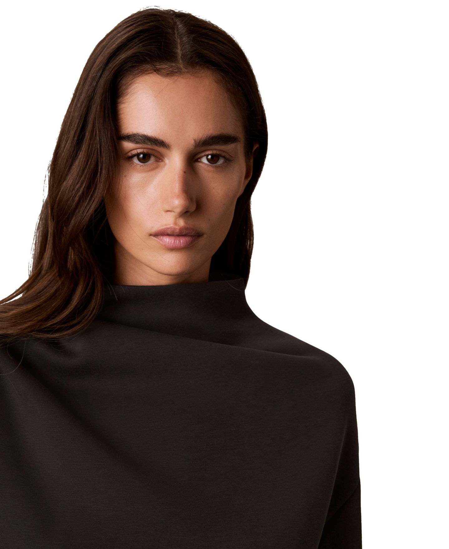 Женский свитер Calvin Klein Mock Neck Long-Sleeve Pullover Top, цвет: Чёрный — фото 4