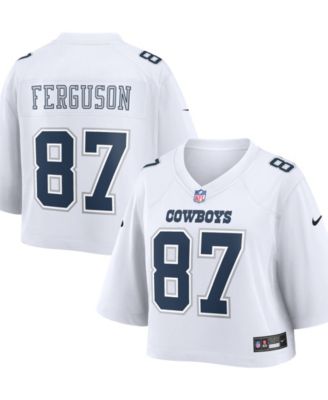 Women's Jake Ferguson White Dallas Cowboys Cropped Fashion Game Jersey