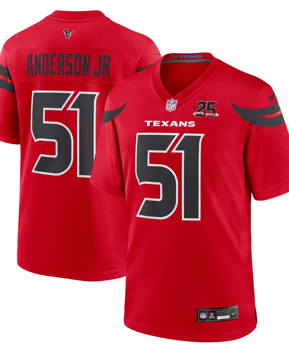Nike Men's Will Anderson Jr. Red Houston Texans Alternate 25th Season Game Jersey
