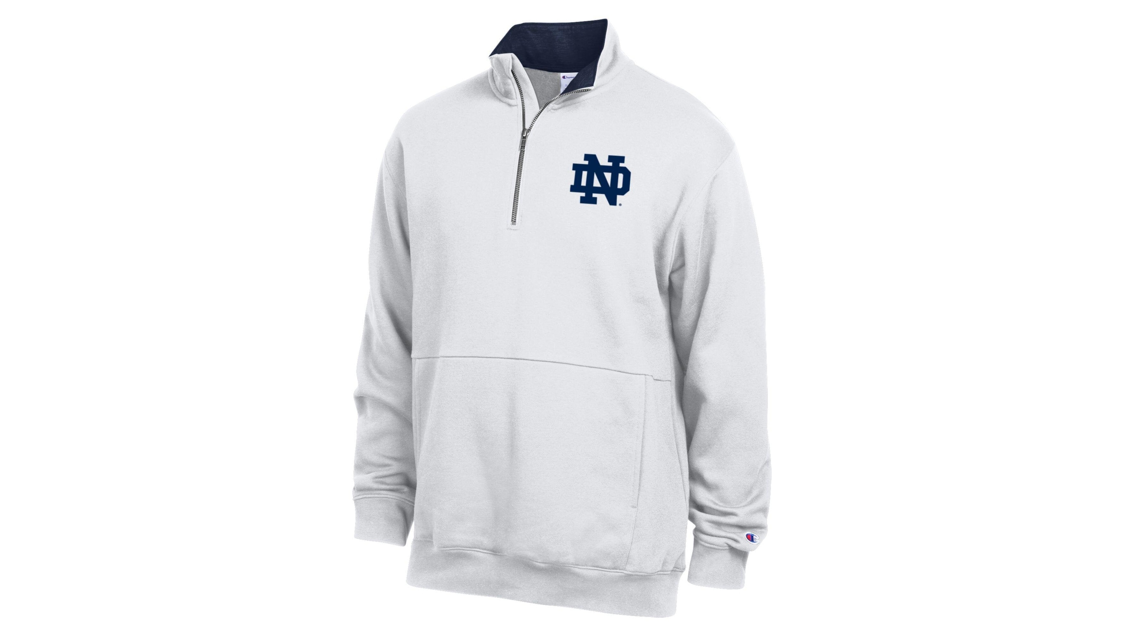 Champion Men's White Notre Dame Fighting Irish Fleece Quarter-Zip Pullover