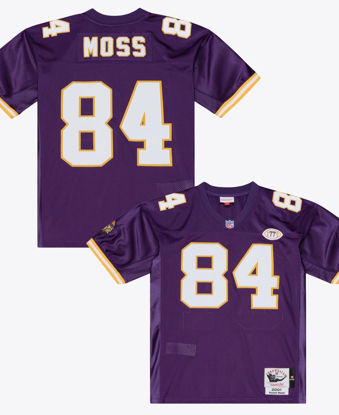 Мужской топ Mitchell & Ness Randy Moss Purple Minnesota Vikings 2001 Authentic Throwback Jersey — фото 1