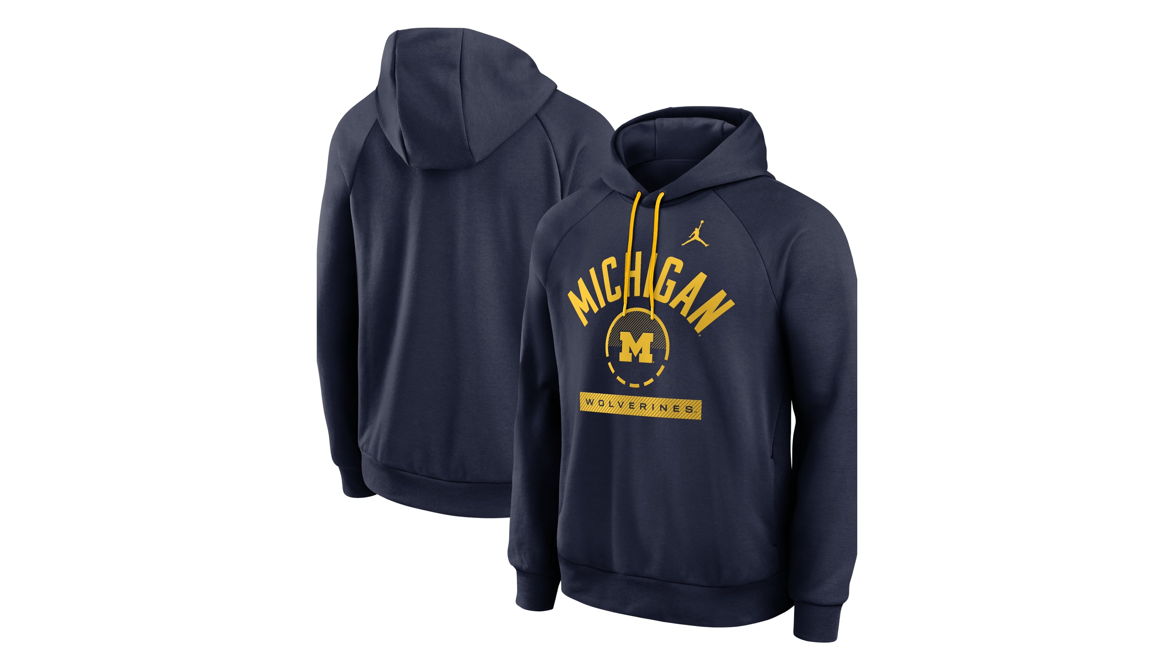 Jordan Men's Navy Michigan Wolverines Courtside Practice Dri-fit Raglan Fleece Hoodie