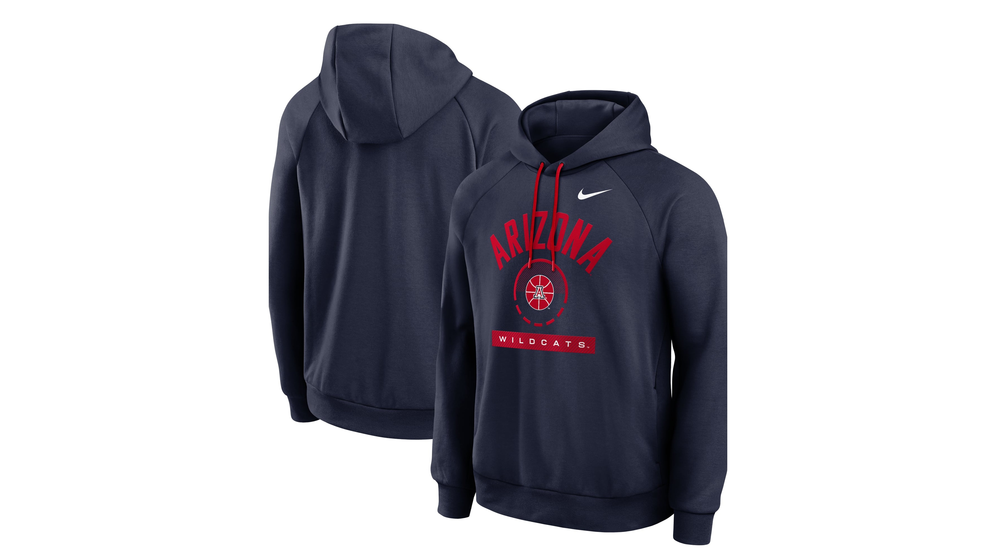 Nike Men's Navy Arizona Wildcats Courtside Practice Dri-fit Raglan Fleece Hoodie