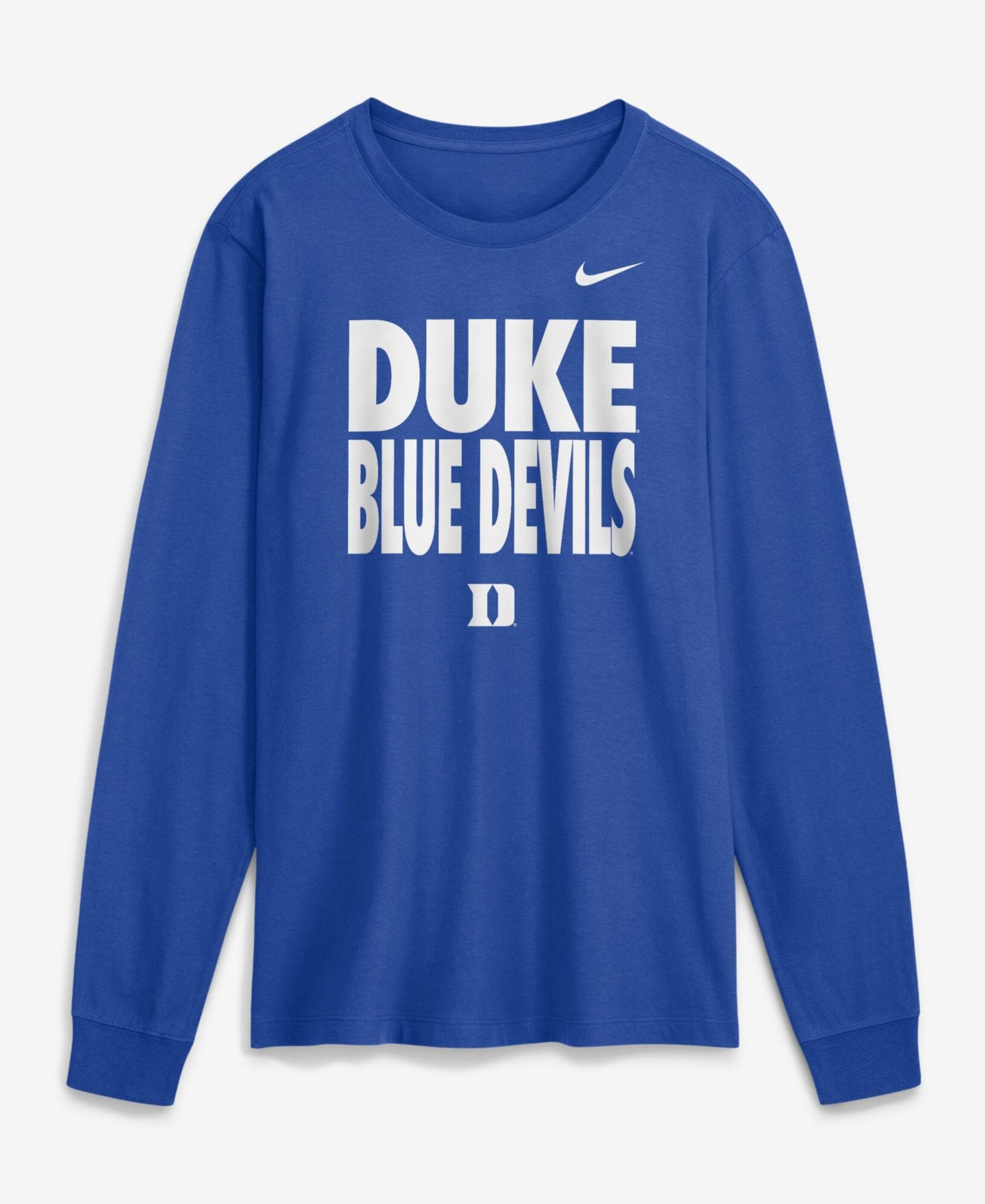 Мужская футболка Nike Royal Duke Blue Devils 2026 Sideline Slogan Dri-FIT Long-Sleeves — фото 1