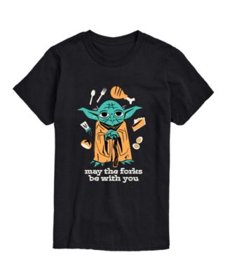Men's May The Forks Be With You Star Wars Yoda Thanksgiving Graphic T-Shirt
