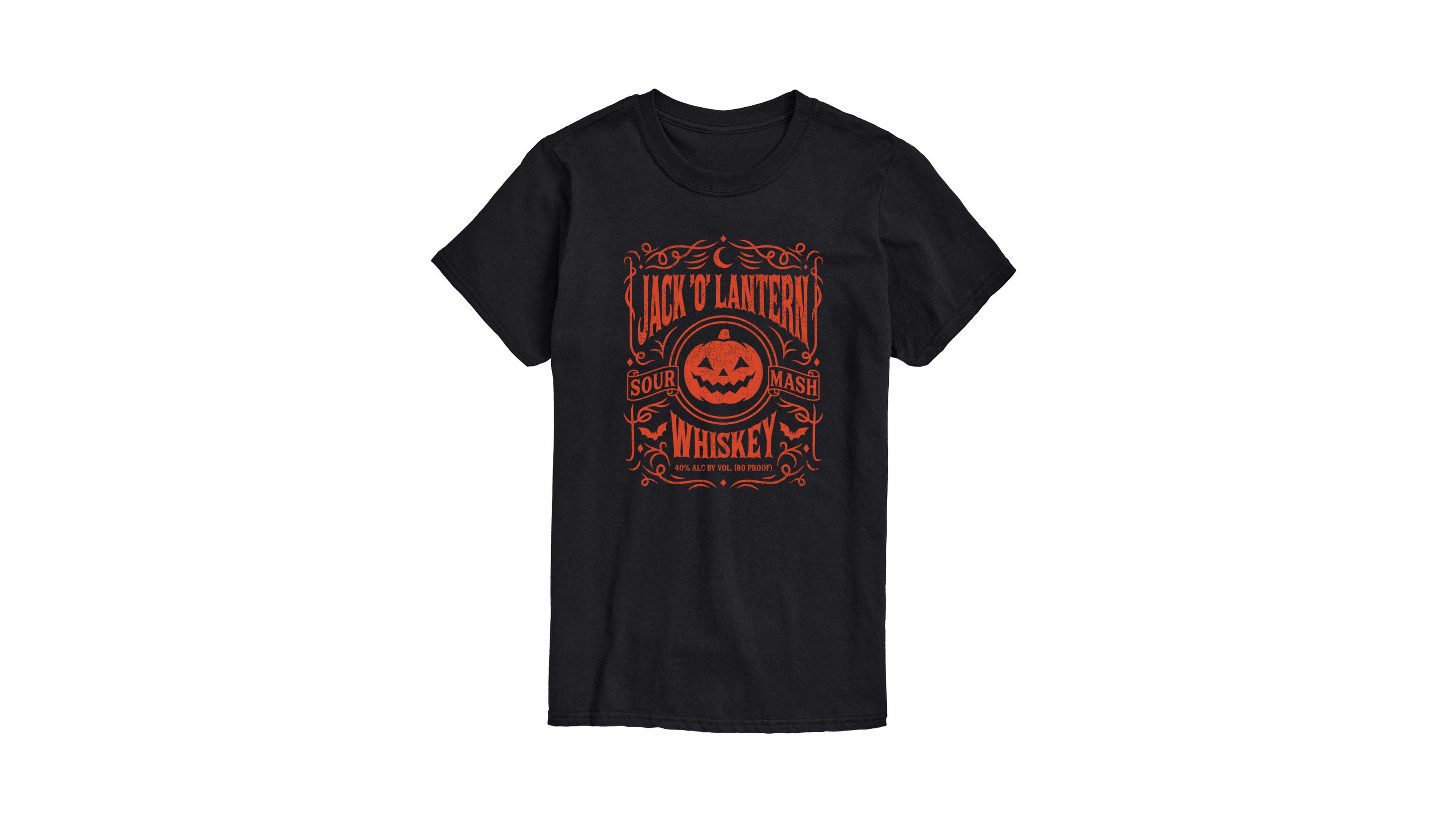 Airwaves Men's Jackolantern Whiskey Halloween Graphic T-Shirt