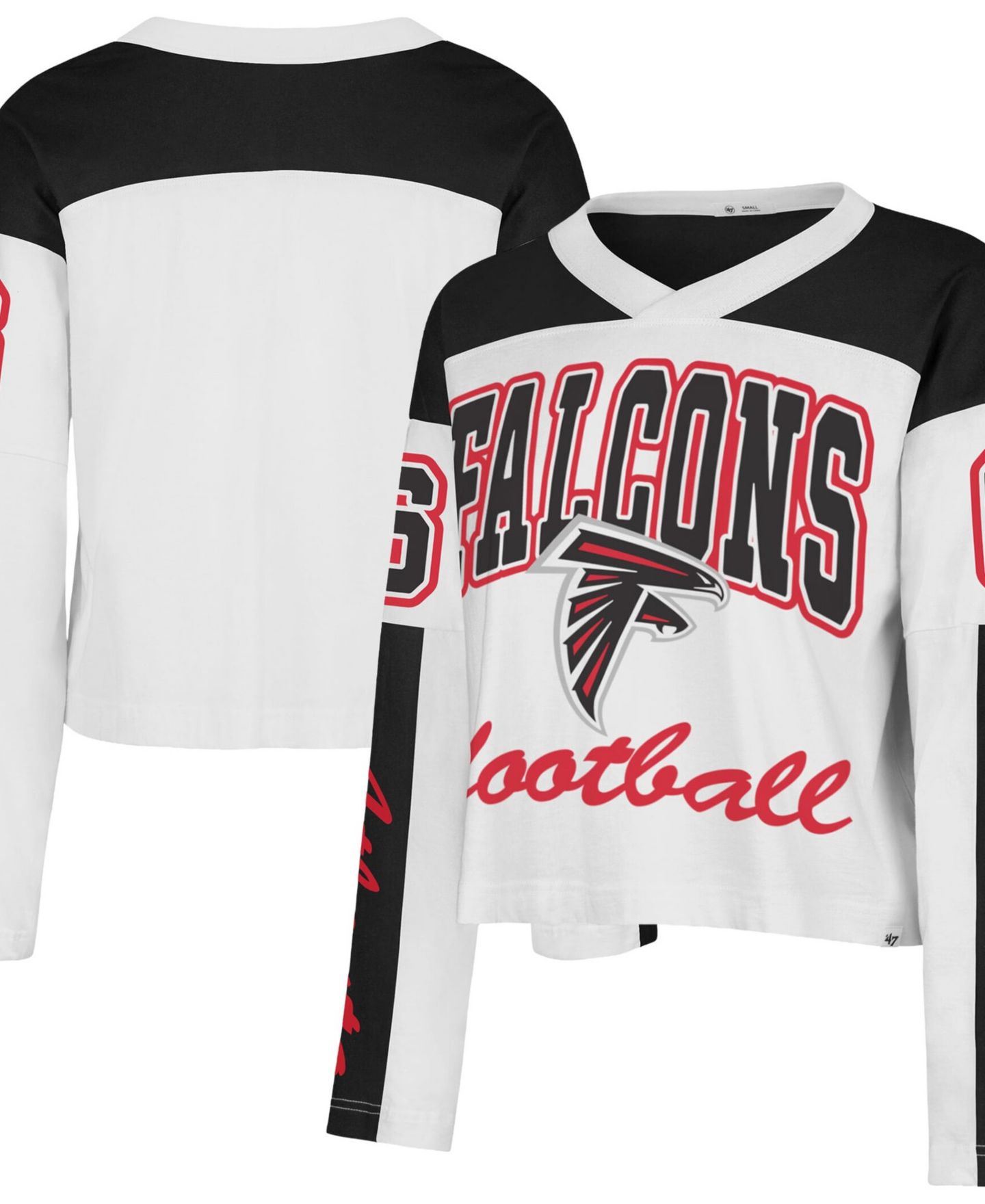 Женская футболка '47 Brand White Atlanta Falcons Exclamation Metro V-Neck Long-Sleeves Jersey — фото 1