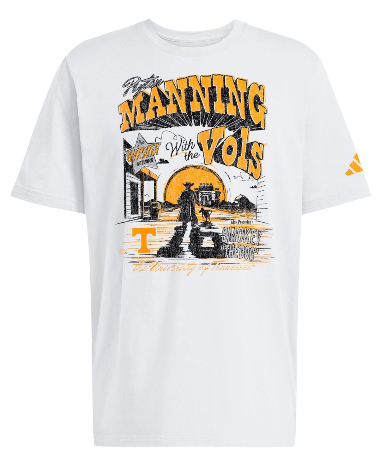 Мужская футболка adidas White Tennessee Volunteers Manning Lost College — фото 3