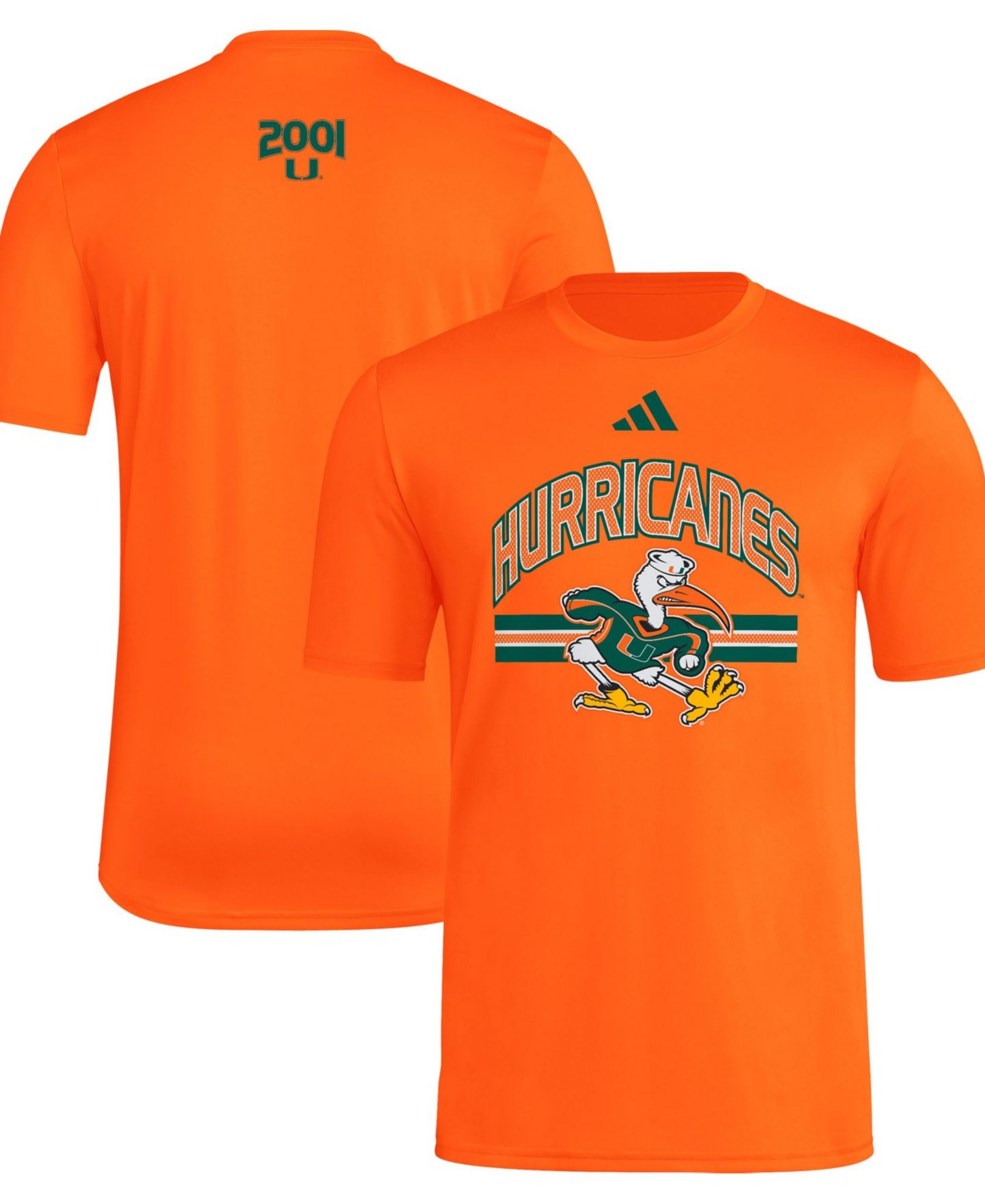 Мужская футболка adidas Orange Miami Hurricanes It's Back Pregame — фото 1