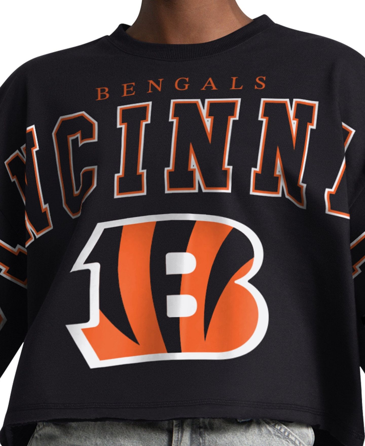 Женская толстовка Starter Black Cincinnati Bengals Bleachers Cropped — фото 2