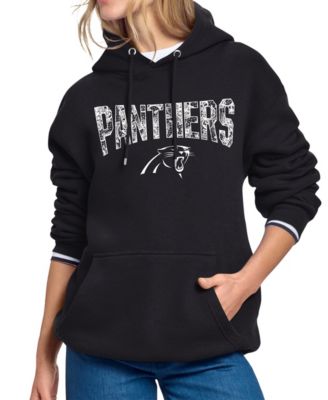 Women's Black Carolina Panthers Lace Team Lockup Fleece Hoodie