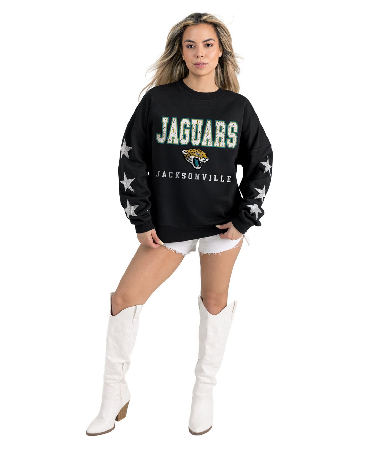 Женская толстовка Gameday Couture Black Jacksonville Jaguars Velocity Relaxed Rhinestone Pullover — фото 1