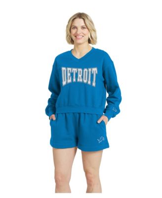 Women's Blue Detroit Lions Fleece V-Neck Lounge Set