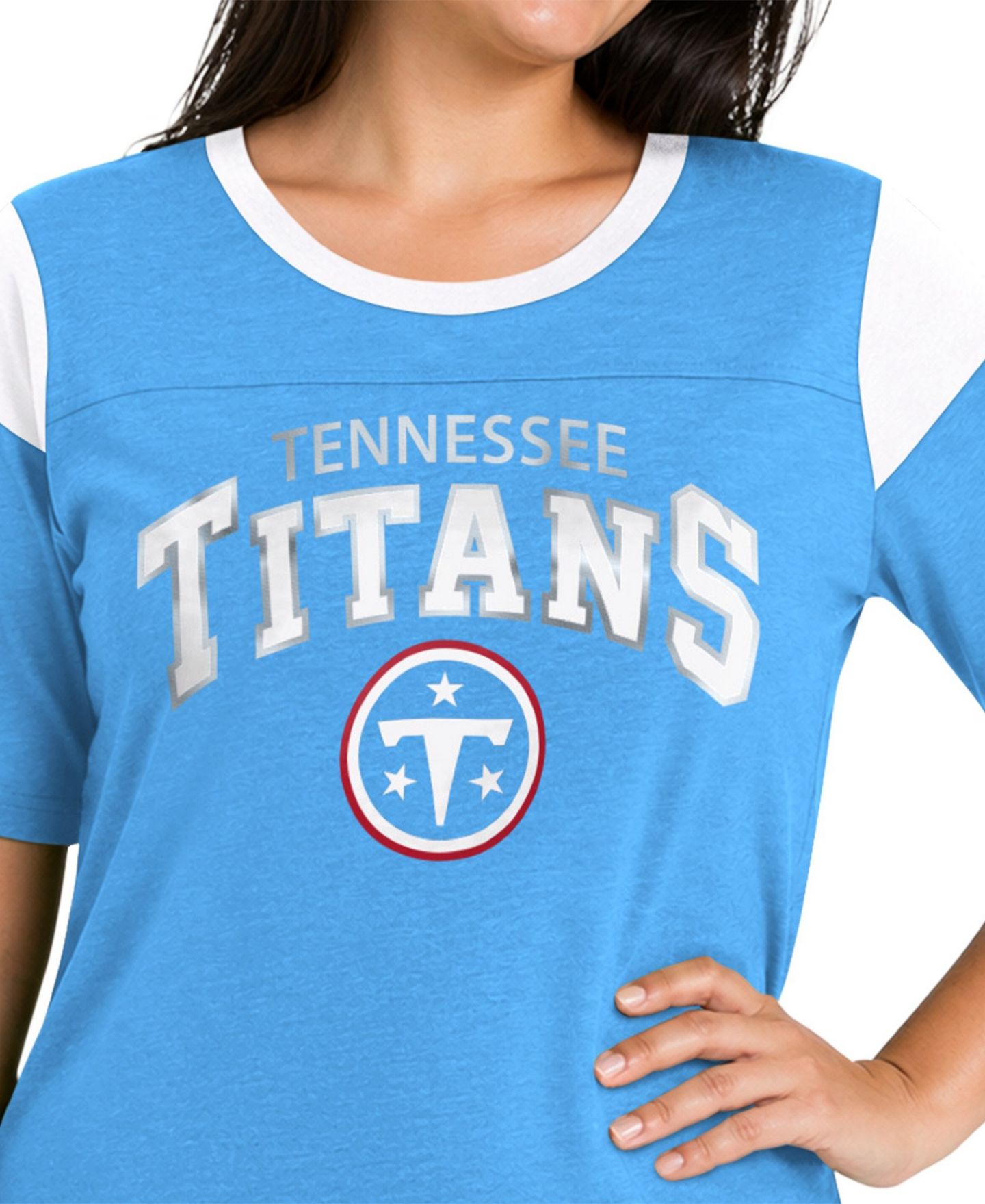 Женская футболка Starter Light Blue Tennessee Titans Plus Size Linebacker Slub — фото 2