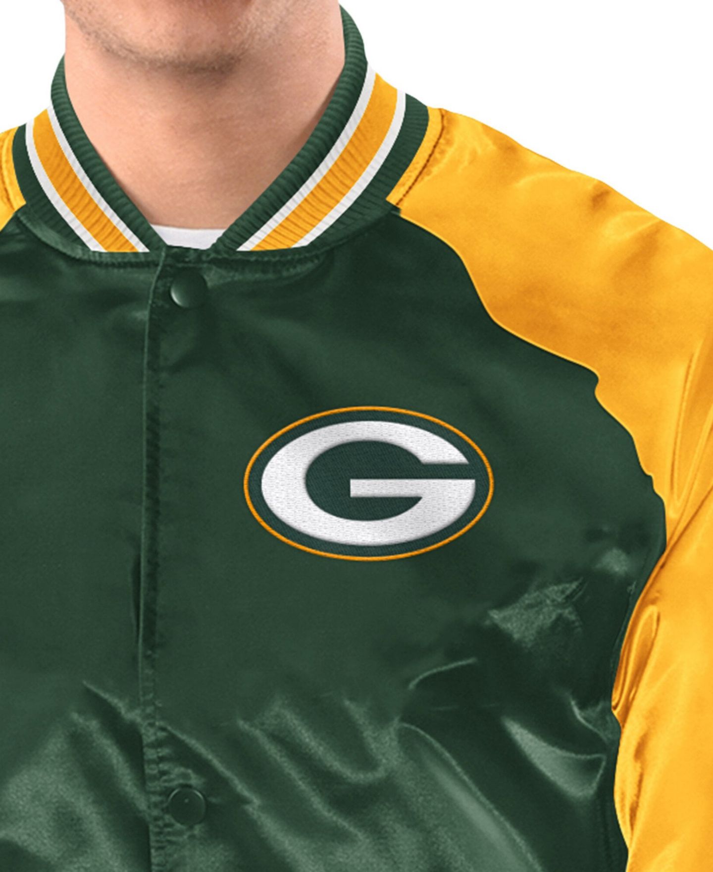 Мужская куртка Starter Green/Gold Green Bay Packers Inductee Raglan Full-Snap Varsity — фото 2