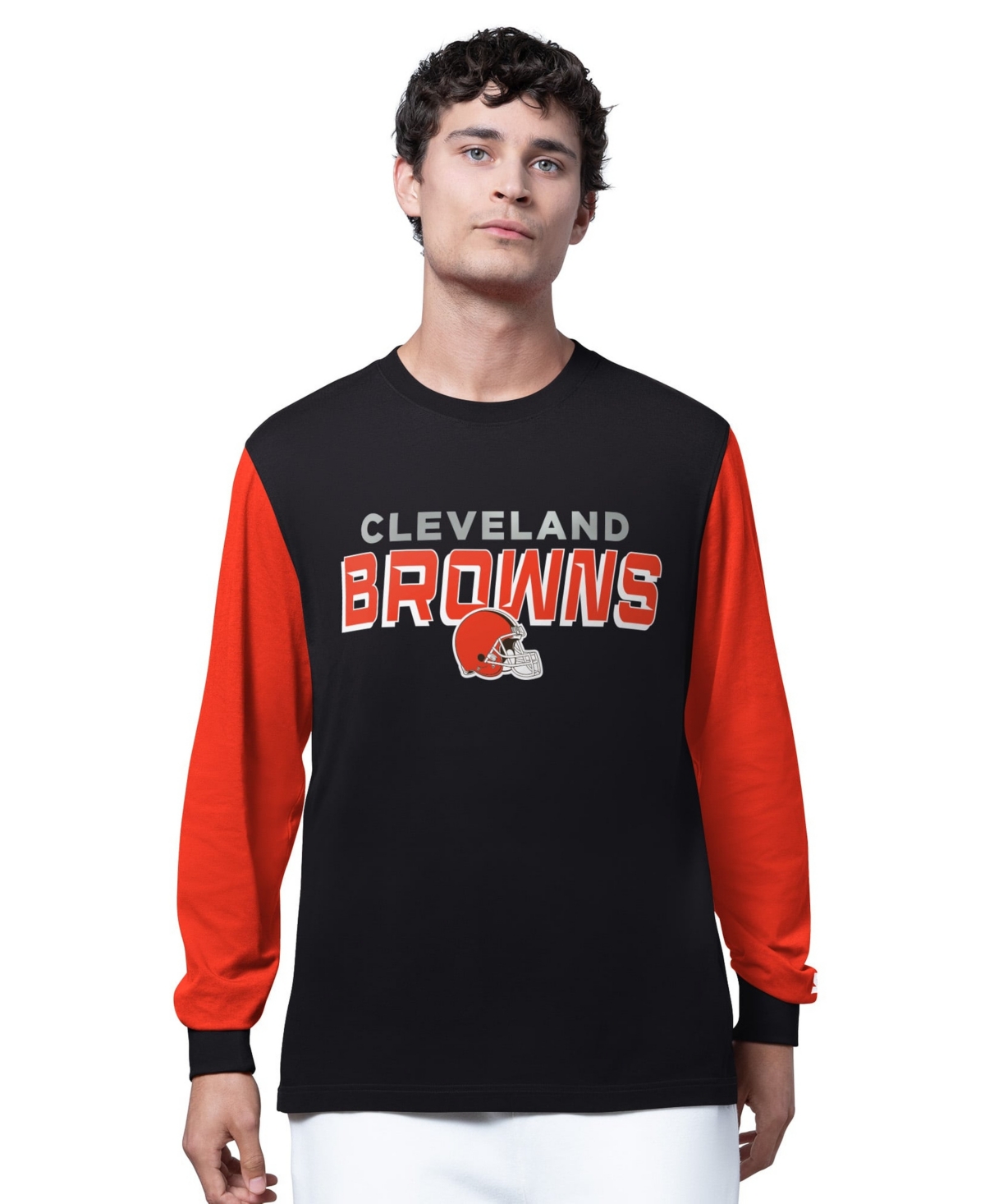 Starter Men's Black Cleveland Browns Thursday Night Gridiron Long-Sleeves T-Shirt - Black, Brown