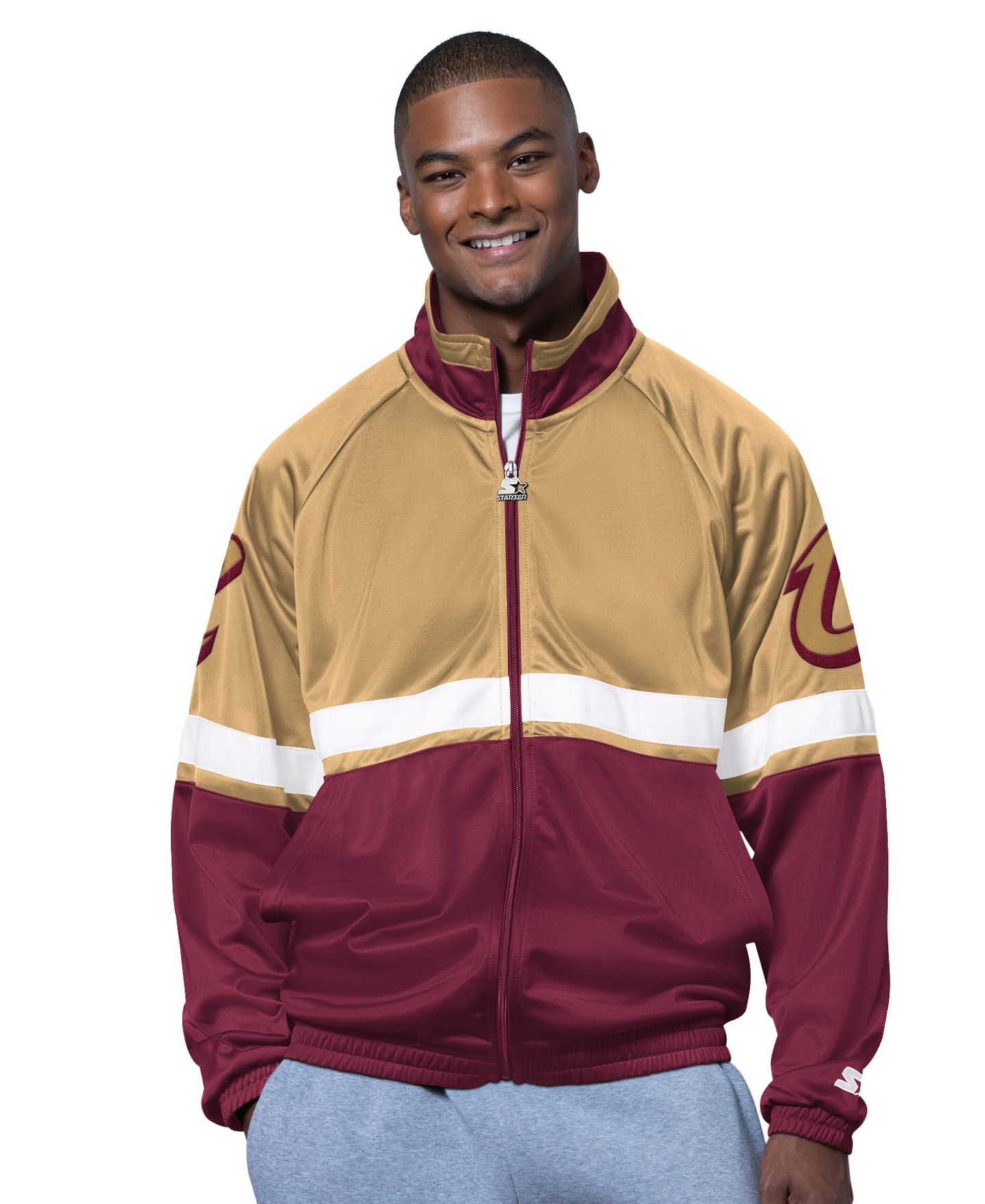 Мужская куртка Starter Wine/White Cleveland Cavaliers The Veteran Tricot Track Raglan Full-Zip — фото 1