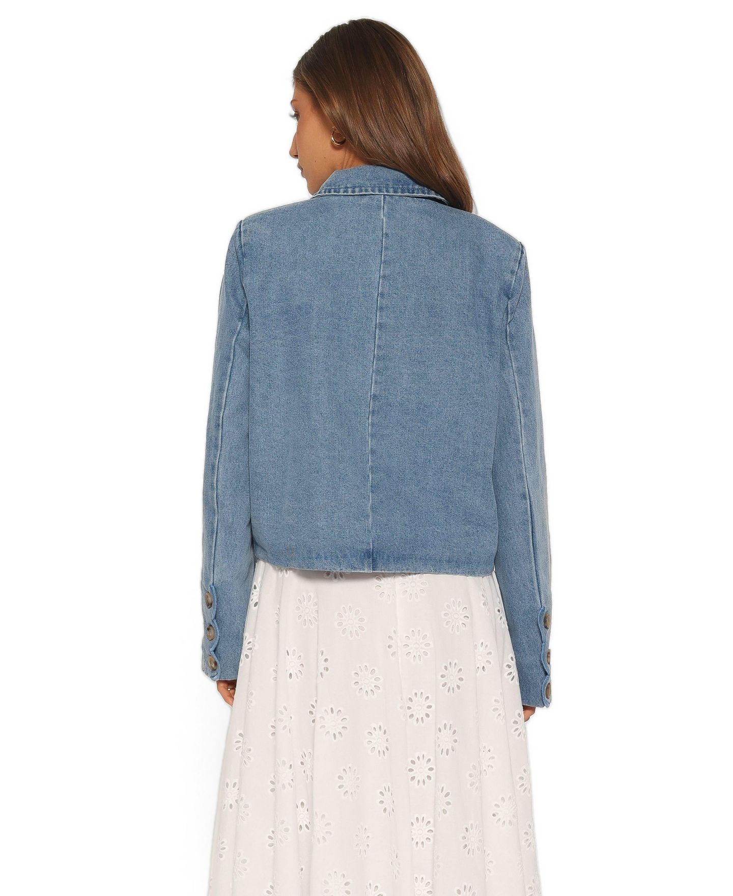 Женская куртка Petal and Pup Heidi Scallop Trim Denim, цвет: Синий — фото 3