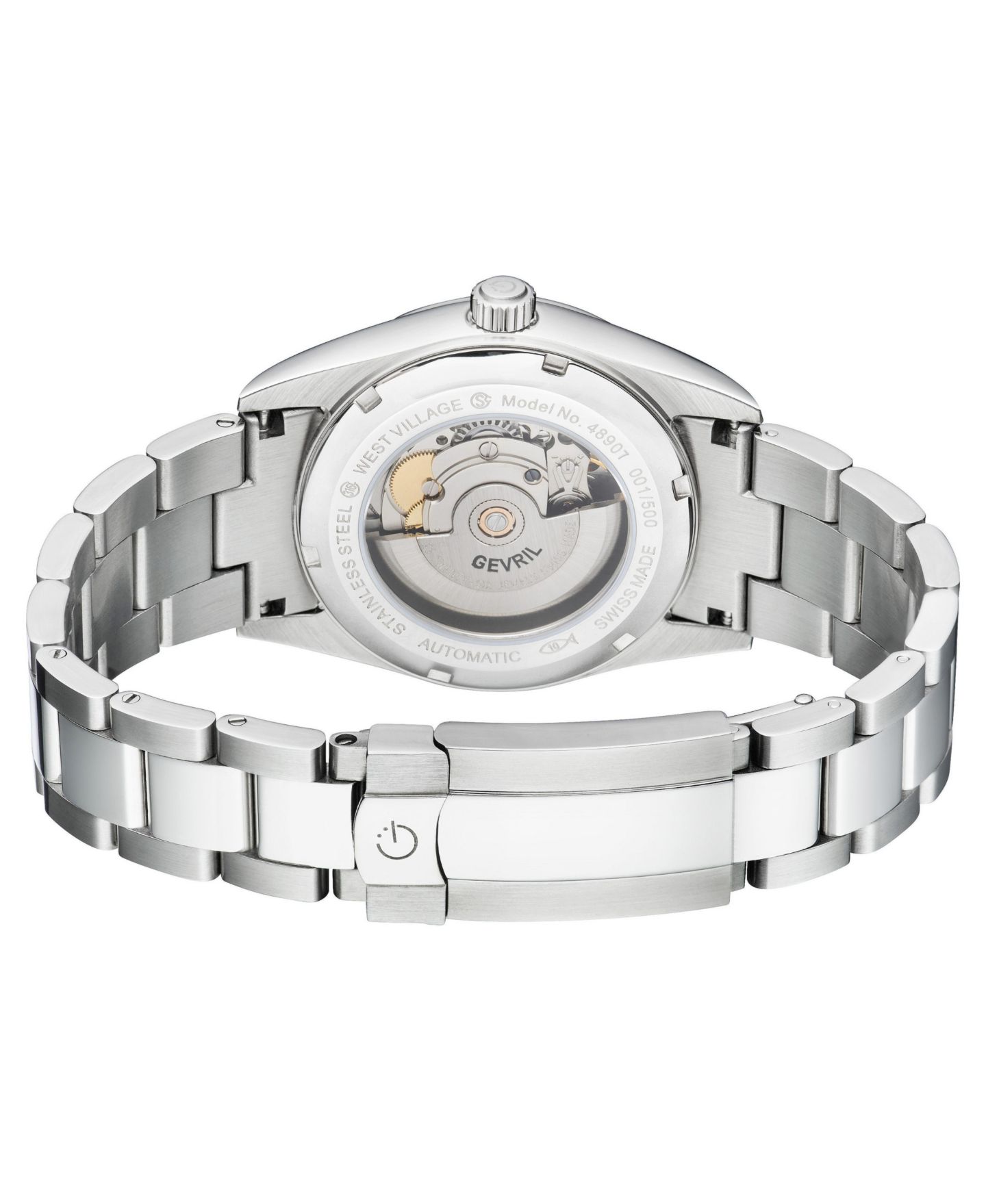Мужские часы Gevril Swiss Automatic West Village Silver 316L Stainless Steel Bracelet Watch, 40mm, цвет: Серебряный — фото 2
