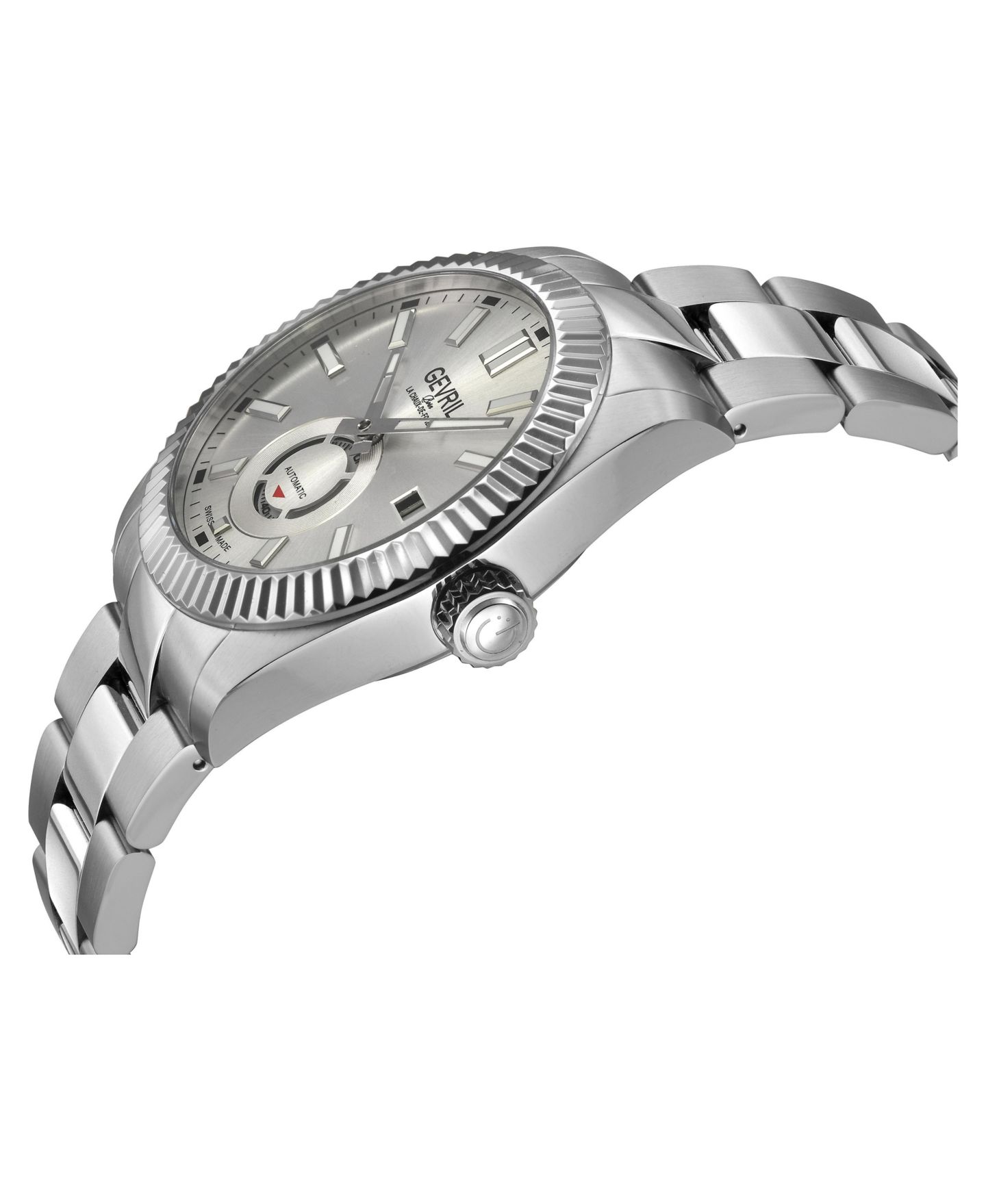 Мужские часы Gevril Swiss Automatic West Village Stainless Steel Bracelet Watch, 40mm, цвет: Серебряный — фото 3
