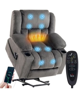 Dual Motor Power Lift Recliner Chair w/Massage and Heat, Dark