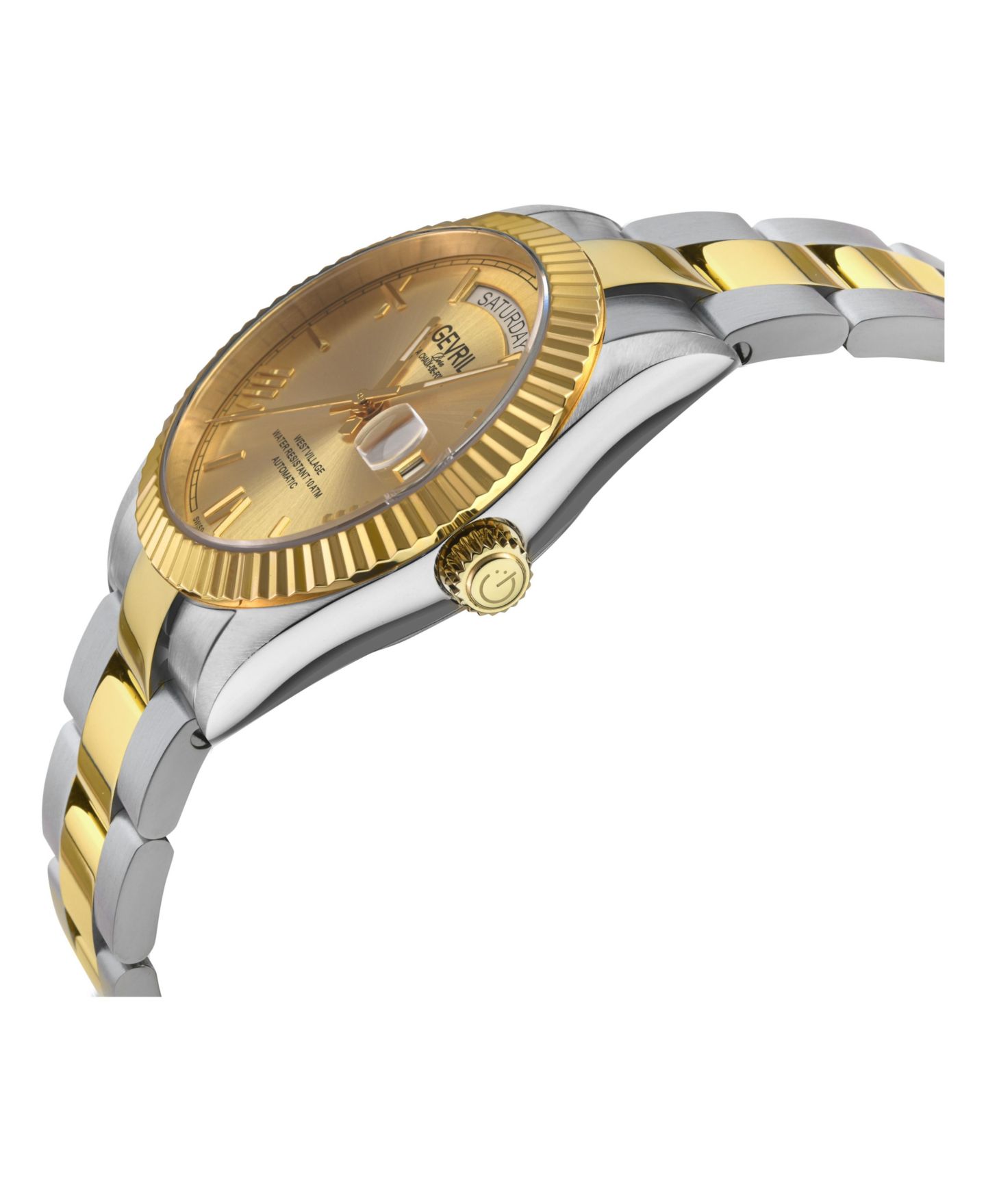 Мужские часы Gevril West Village Swiss Automatic Two toned SS Ipyg 316L Stainless Steel Bracelet Watch, цвет: Серебряный — фото 2