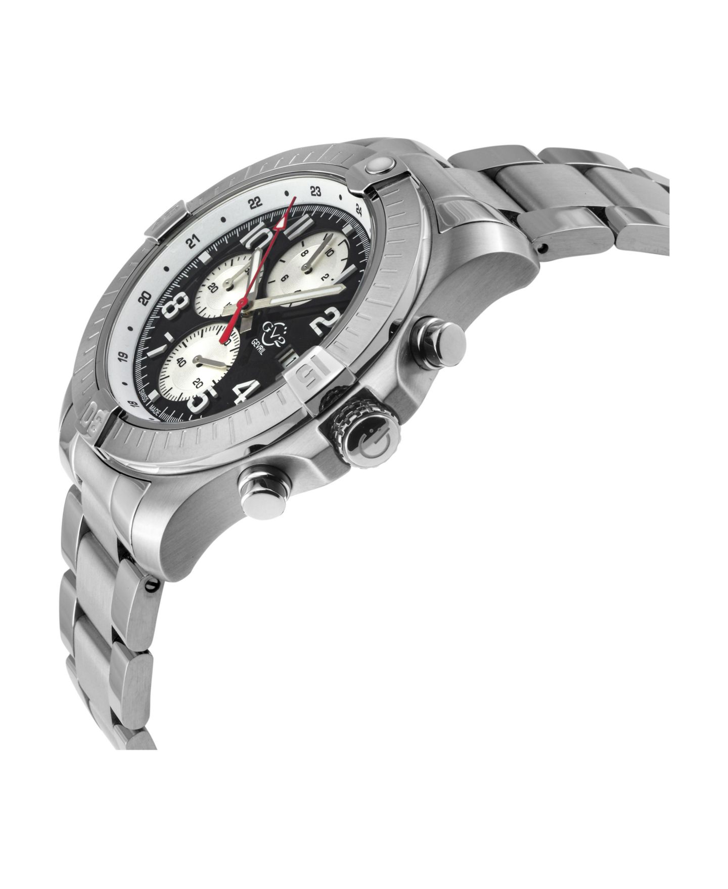Мужские часы GV2 by Gevril Swiss Quartz T38 Stainless Steel Bracelet Watch, 45mm, цвет: Серебряный — фото 2