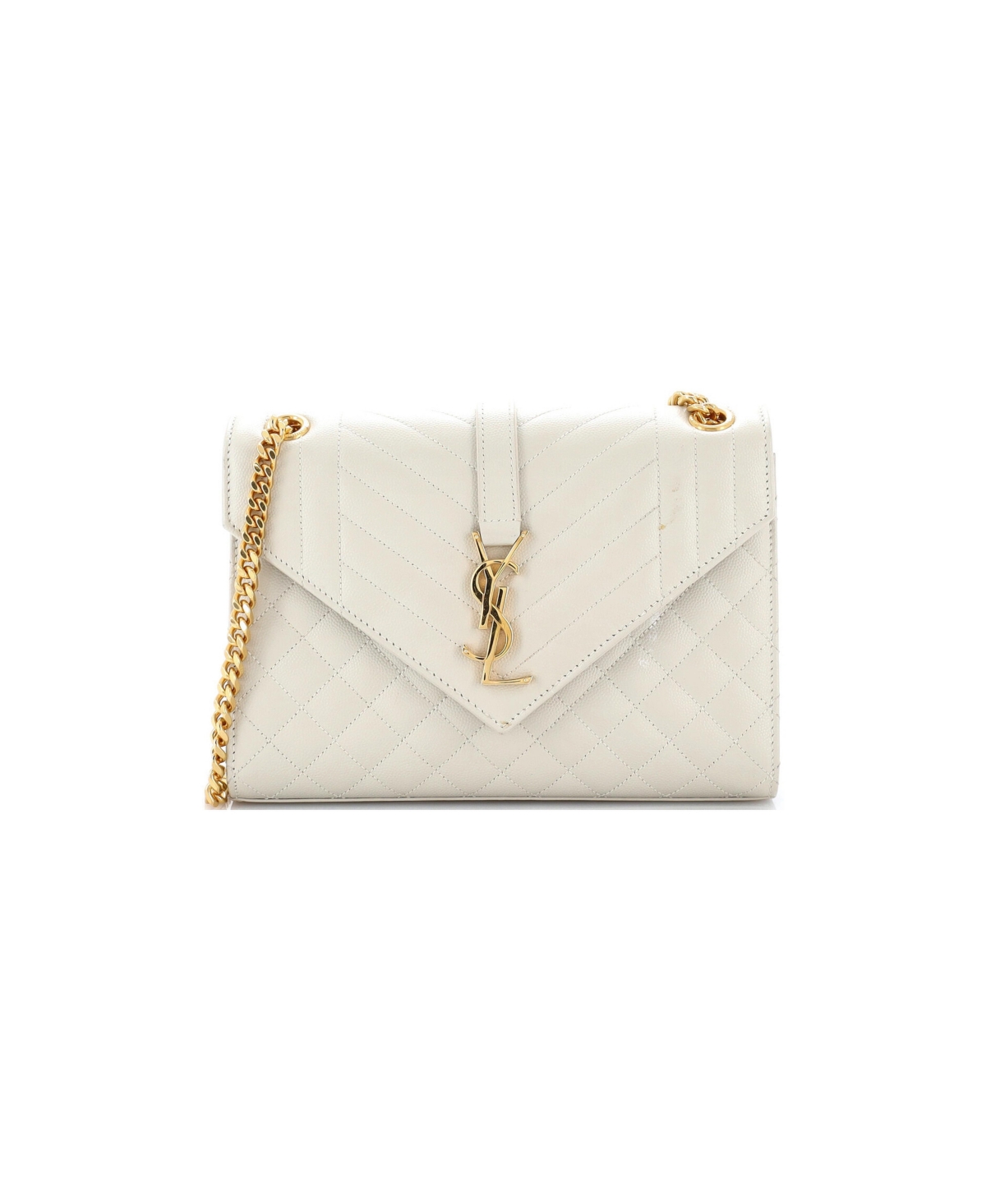 Pre-Owned Saint Laurent Medium Classic Monogram Envelope Satchel Mixed Matelasse Leather - Natural