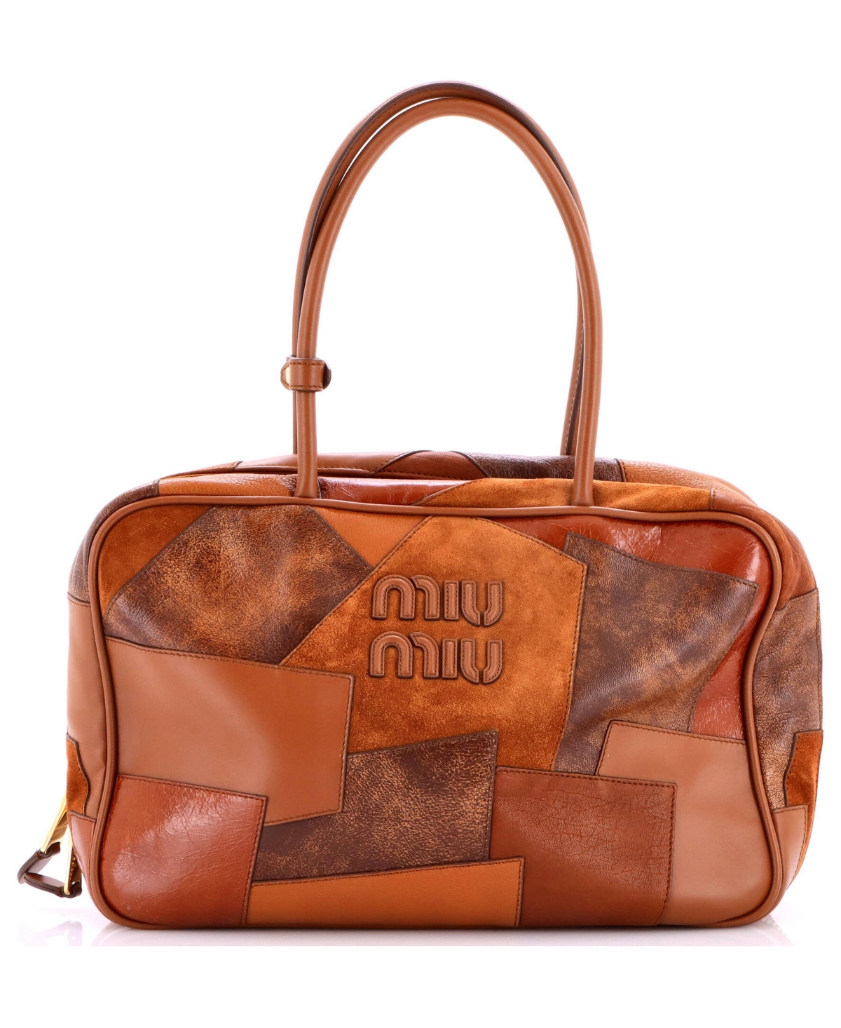 Pre-Owned Miu Miu Large Beau Top Handle Bag Patchwork Leather - Brown