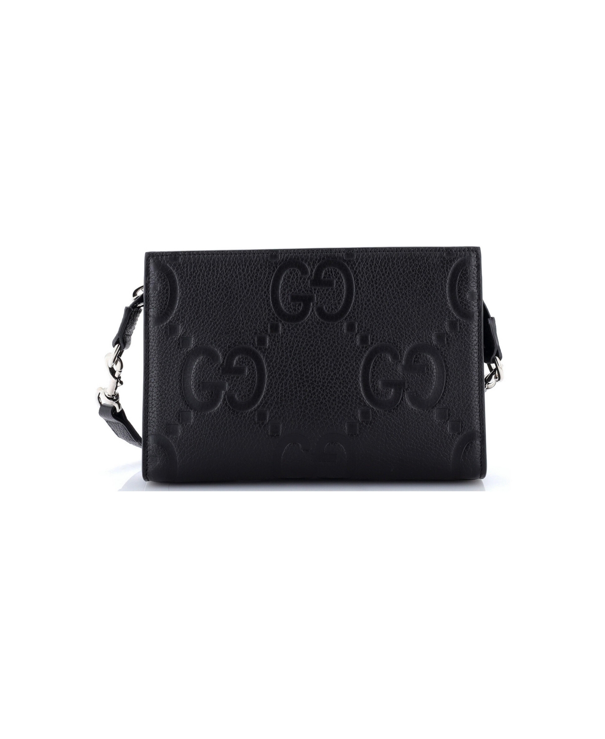 Pre-Owned Gucci Zip Crossbody Bag Jumbo Gg Embossed Leather - Black