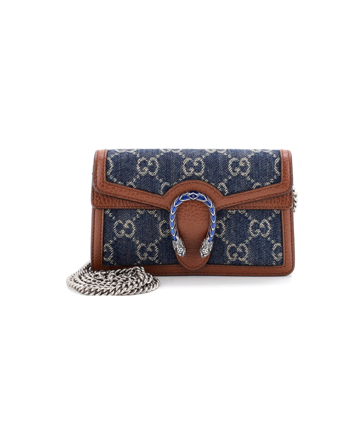 Pre-Owned Gucci Super Mini Dionysus Bag Gg Denim - Blue