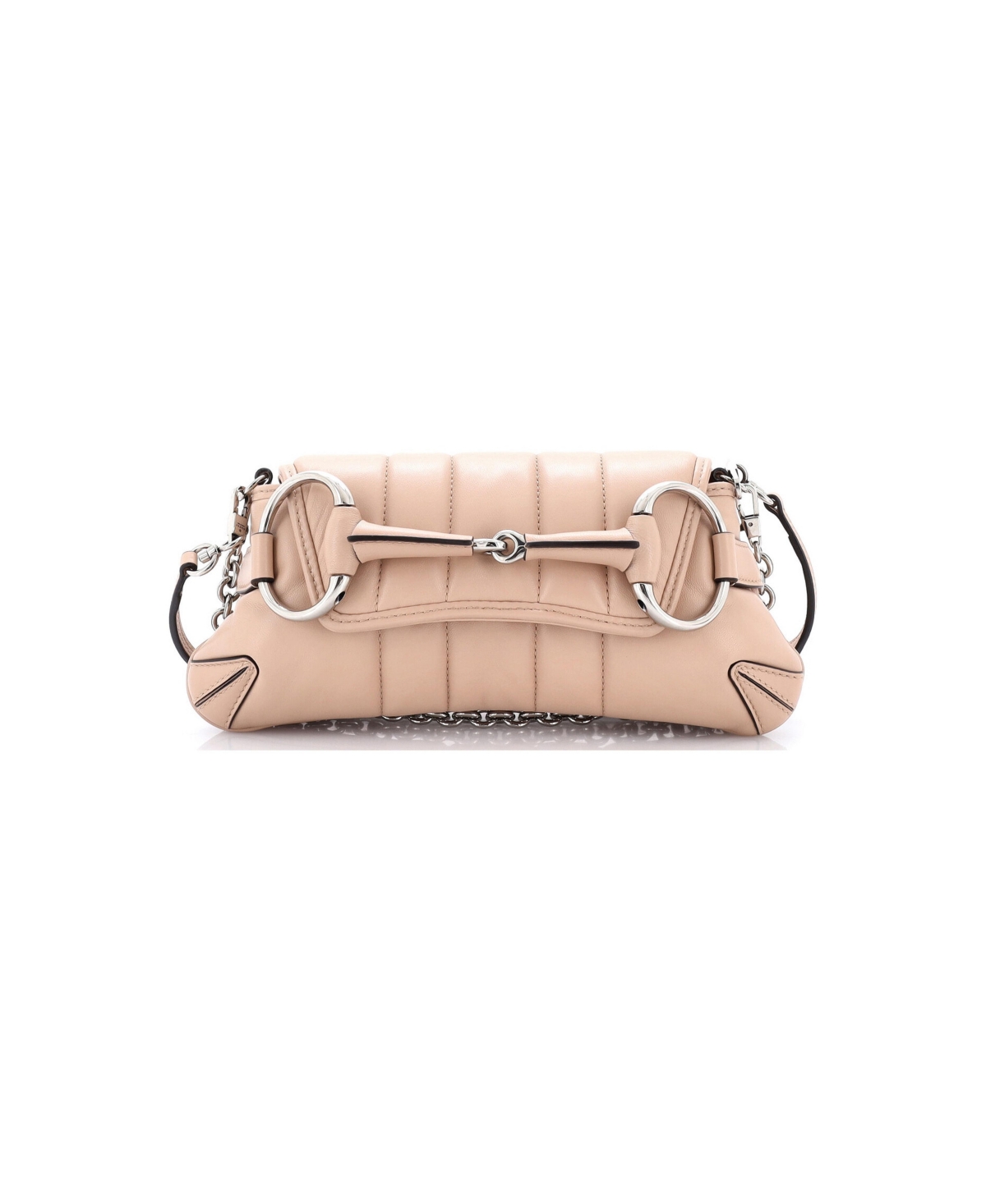 Pre-Owned Gucci Small Horsebit Chain Shoulder Bag Vertical Quilted Leather - Pink
