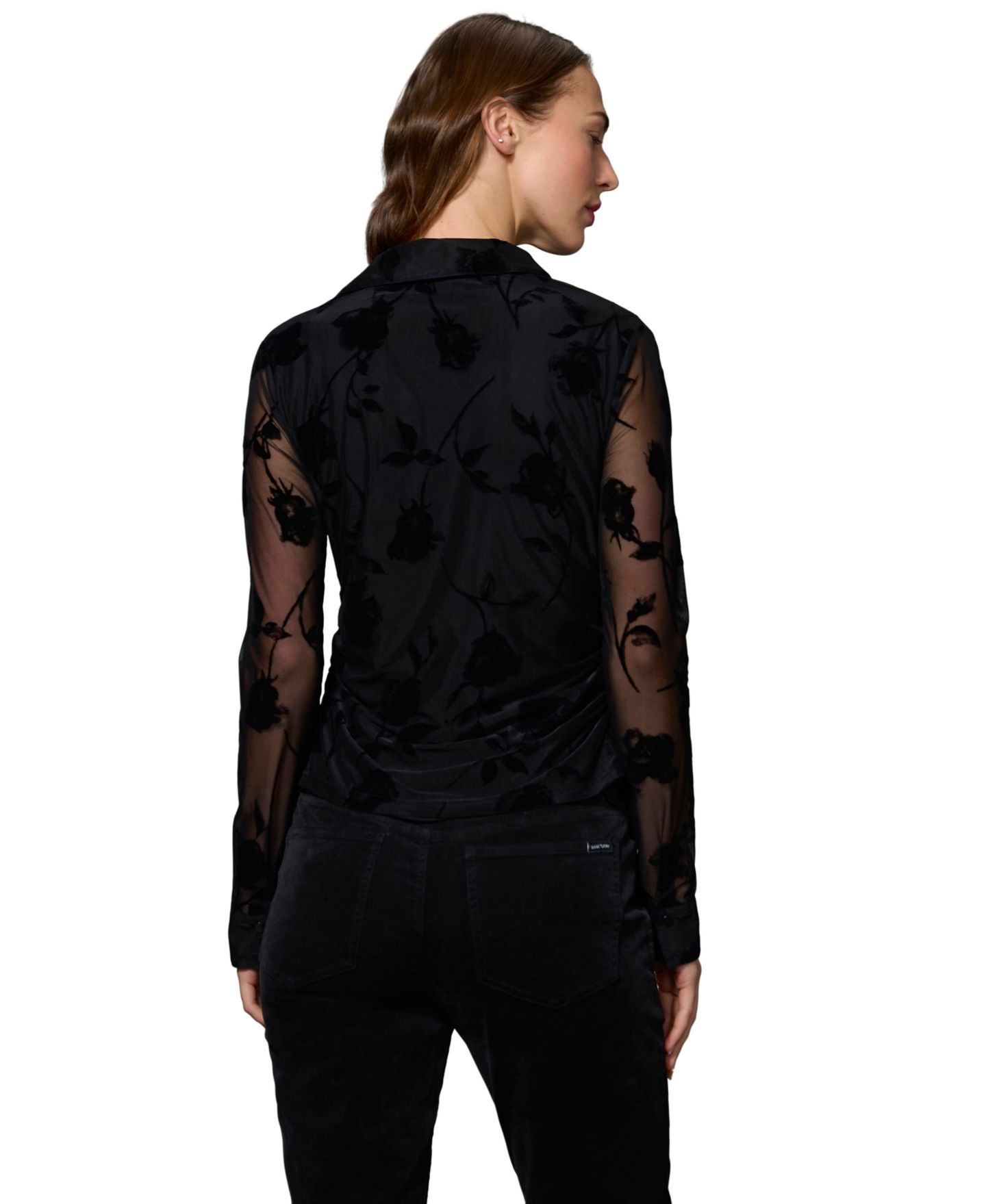 Женская блузка Sanctuary Juno Long-Sleeve Floral Sheer Button-Up, цвет: Теневой — фото 3