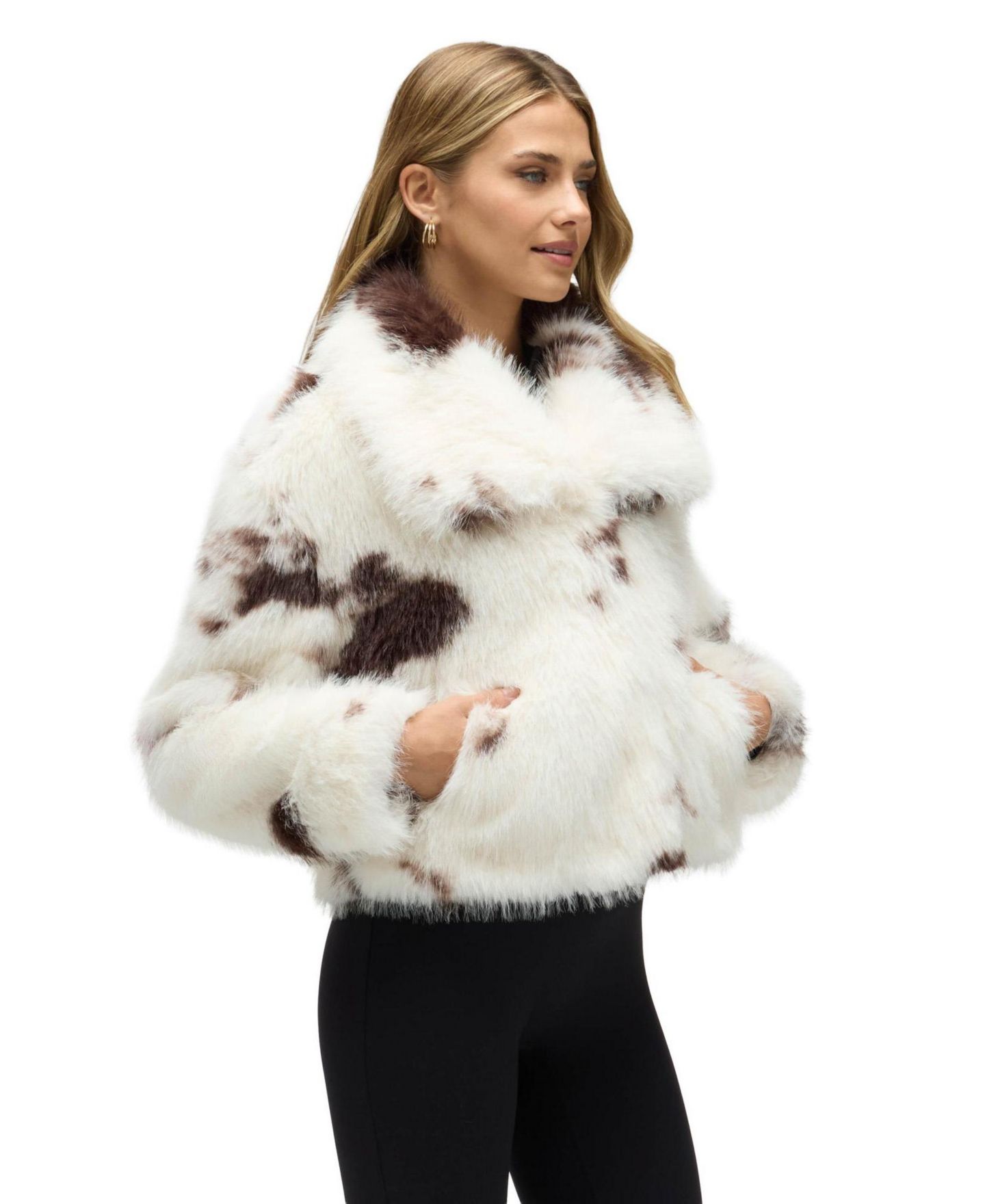 Женская куртка NVLT Long-Hair Cropped Faux Fur, цвет: Коричневый — фото 3