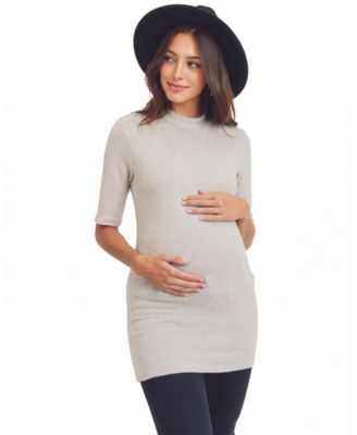 Maternity Brushed Hacci Mock-Neck Sweater