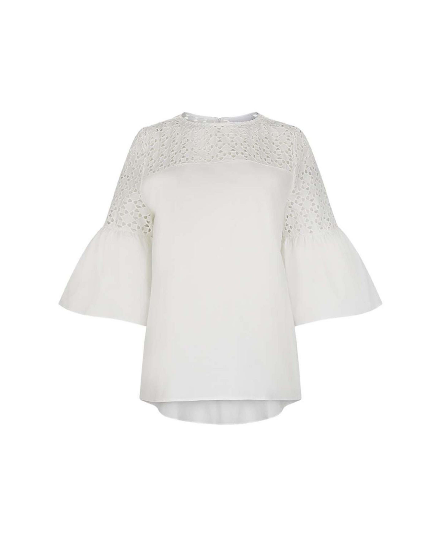 Женская футболка Anne Fontaine Piper Bell-Sleeve Geometric Eyelet Cotton-Blend Poplin, цвет: Белый — фото 5