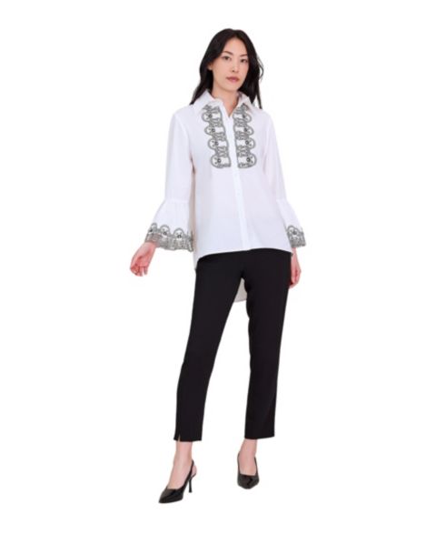 Женская рубашка Anne Fontaine Doja Bell-Sleeve High-Low, цвет: Белый