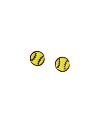 Enamel Softball Stud Earrings