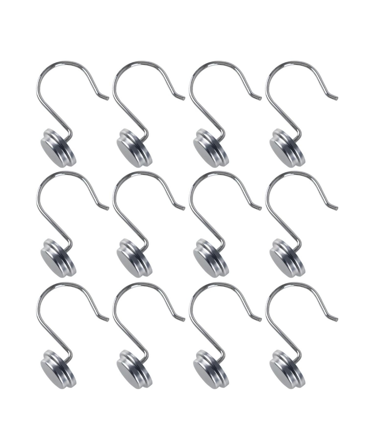 Shower Hooks - Shower Curtain Rings for Bathroom - Rust Proof Shower Curtain Hooks for Shower Curtain or Liner - Set of 12, Polished Chrome