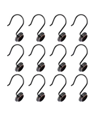 Rust-Resistant Metal Shower Curtain Hooks, Decorative Round Base Design