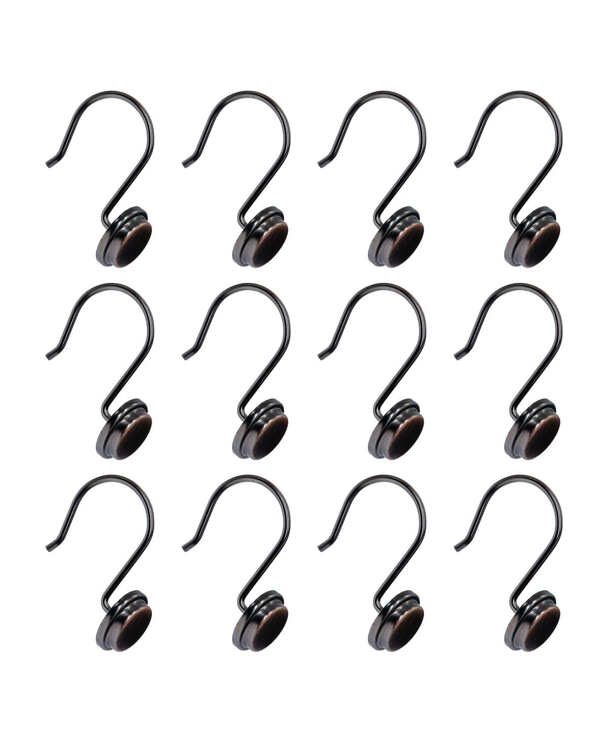 Shower Hooks - Shower Curtain Rings for Bathroom - Rust Proof Shower Curtain Hooks for Shower Curtain or Liner - Set of 12, Oil Rubbed Bronze