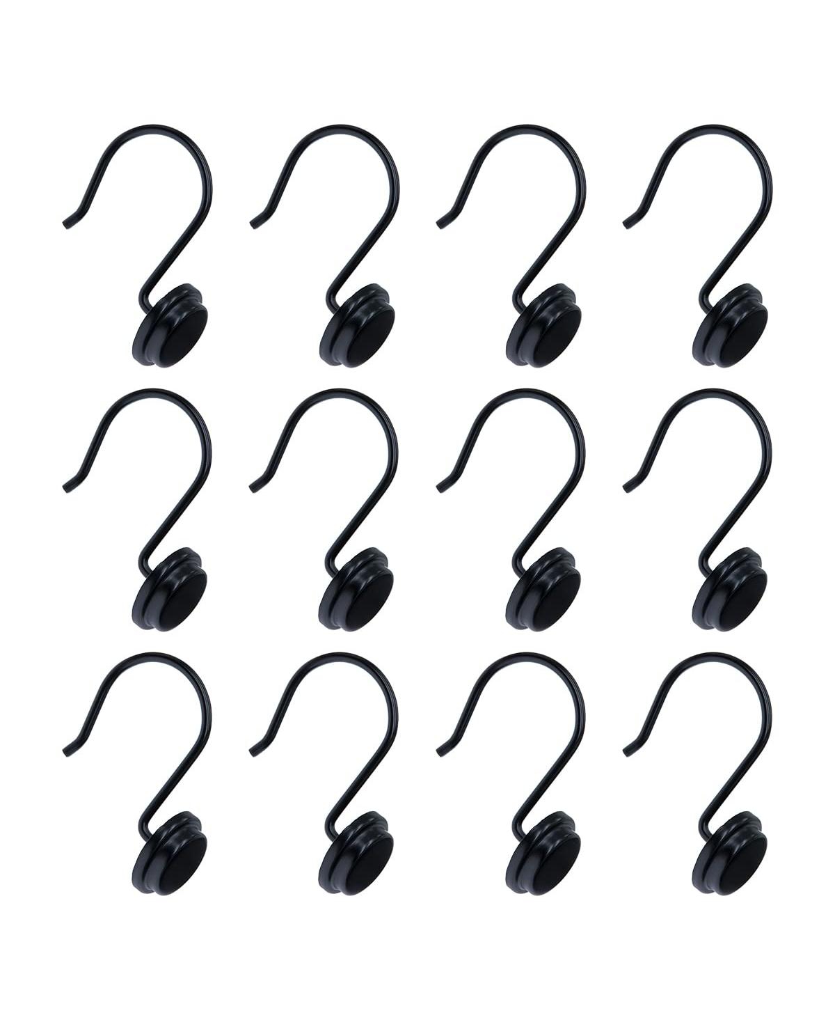 HK14BK Shower Hooks - Shower Curtain Rings for Bathroom - Rust Proof Shower Curtain Hooks for Shower Curtain or Liner - Set of 12, Matte Black