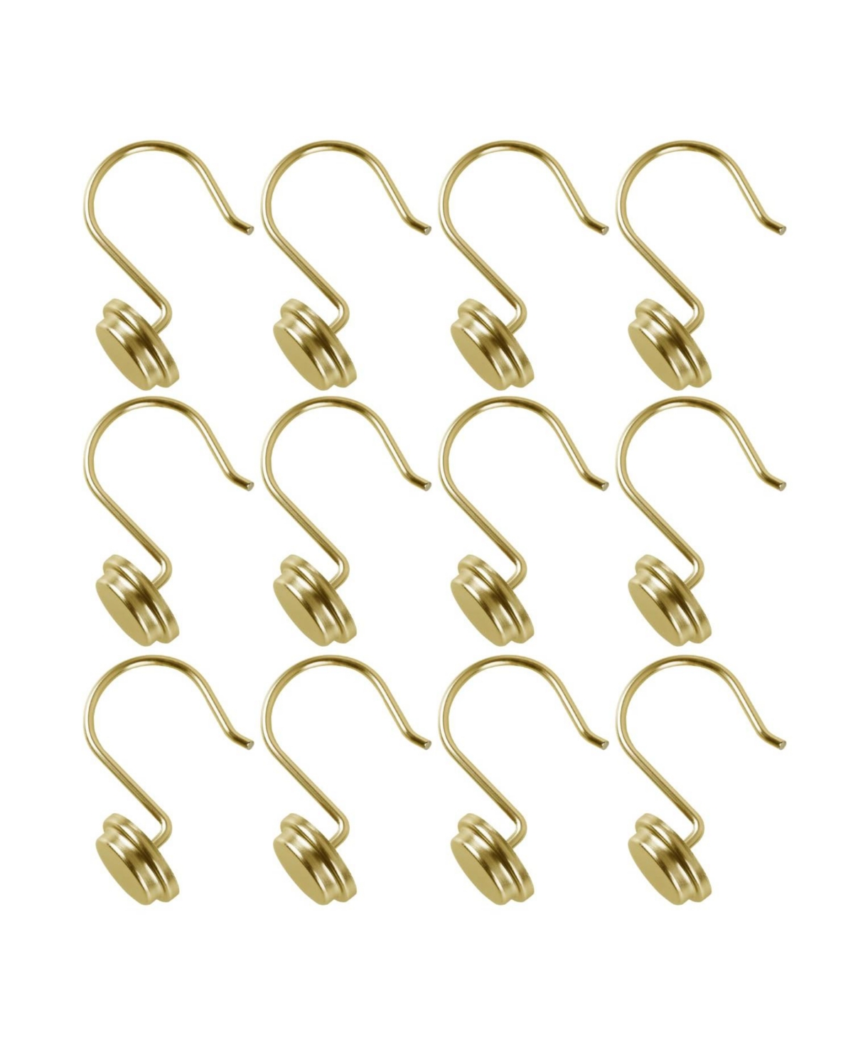 HK14GD Shower Hooks - Shower Curtain Rings for Bathroom - Rust Proof Shower Curtain Hooks for Shower Curtain or Liner - Set of 12, Gold