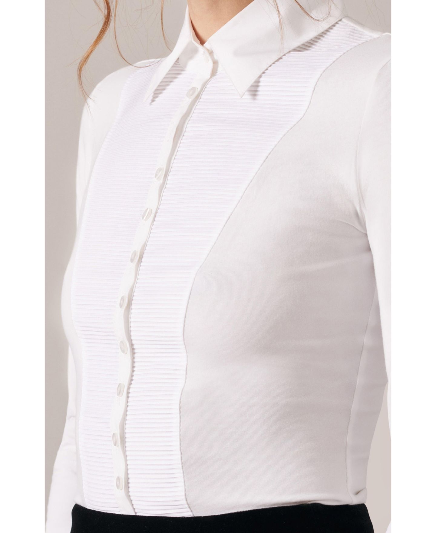 Женская блузка Anne Fontaine Clodie Point Collar Long-Sleeve Pleated, цвет: Белый — фото 5