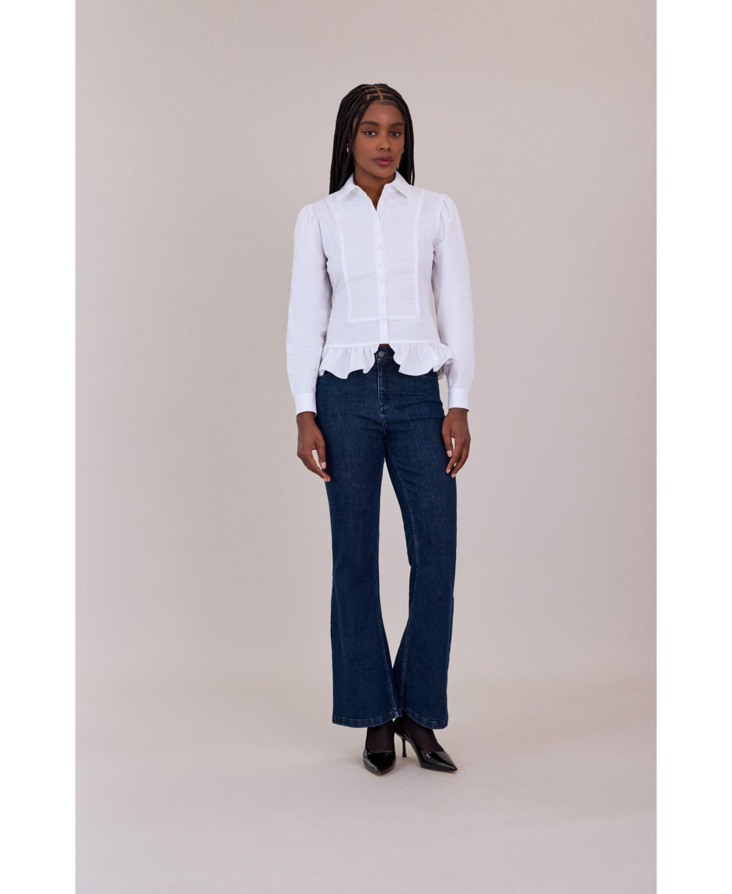 Женская рубашка Anne Fontaine Eternity Long-Sleeve Pleated-Front Peplum, цвет: Белый — фото 5