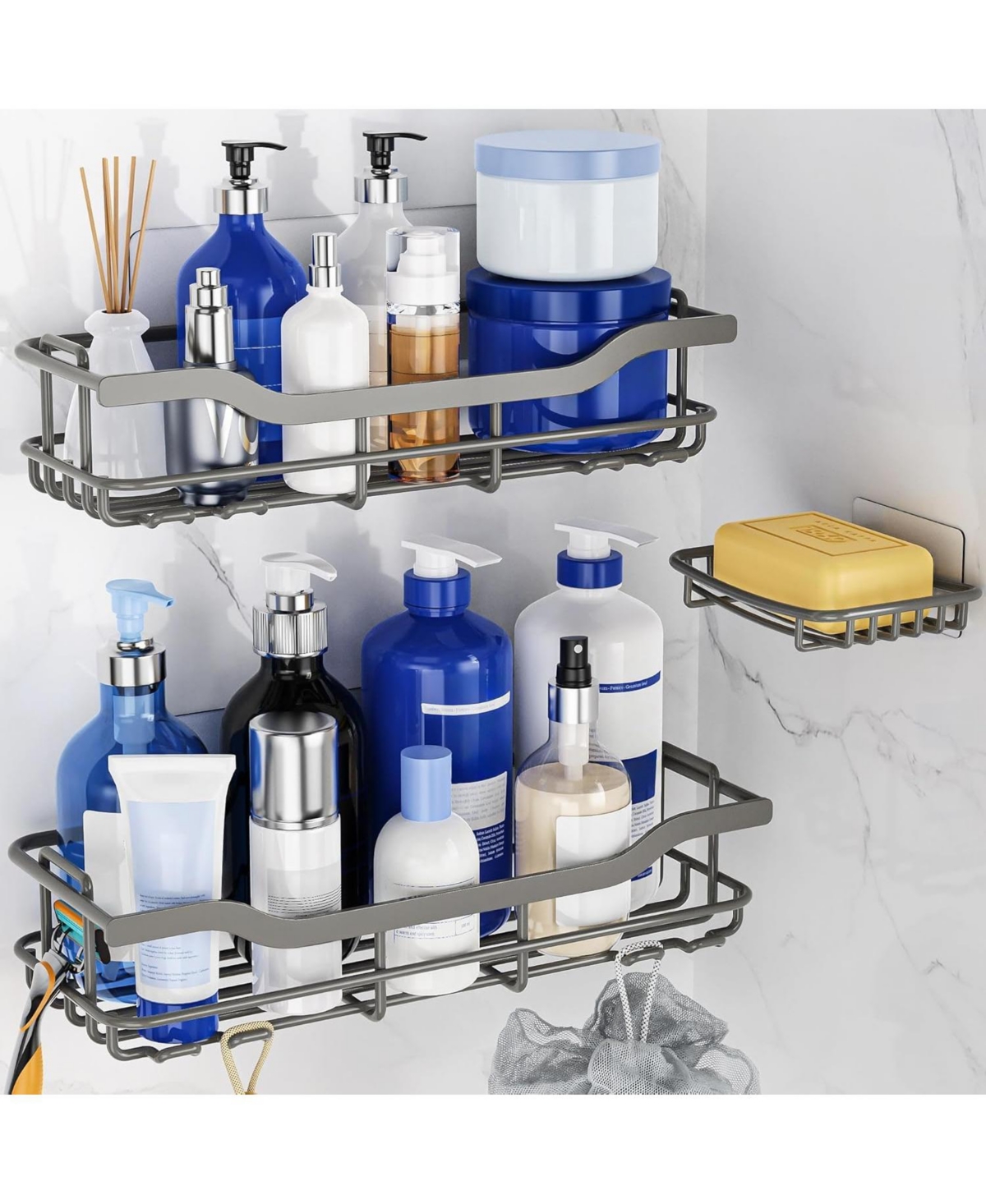 Cyqbd 3Pack Shower Caddy Adhesive Rustproof No-Drill Organizer Shelves Bathroom Hardware